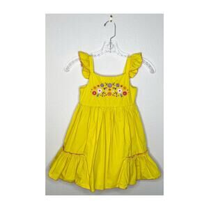 CUPCAKES AND CASHMERE Girl’s Yellow Floral Embroidered Dress Size 5T